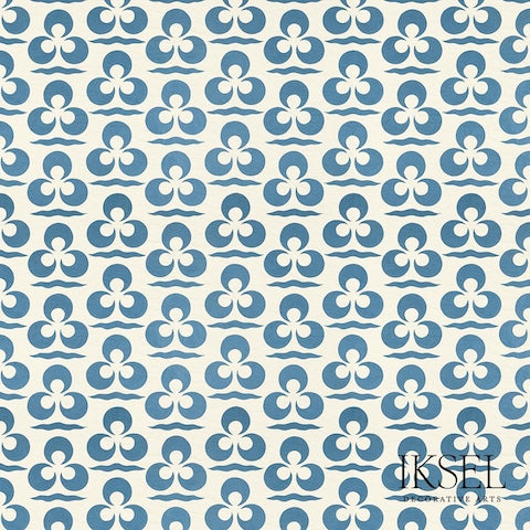 Schumacher Iznik Chintamani & Crescent Alabaster-Blue Wallpaper RW111CR45-255