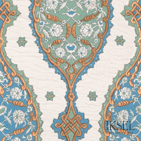 Schumacher Topkapi Blue & Green Wallpaper Sample RW202CR12-255