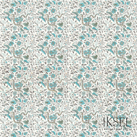 Schumacher Indienne Turquoise Wallpaper RW306CR53-255