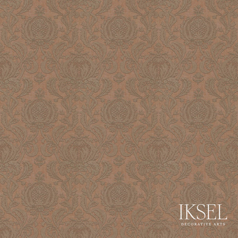 Schumacher Pomegranate Damask Moka-Taupe Wallpaper RW402CR48-255