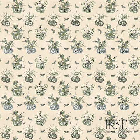 Schumacher Japanese Chariots Rice-Green Wallpaper RW608CR41-255
