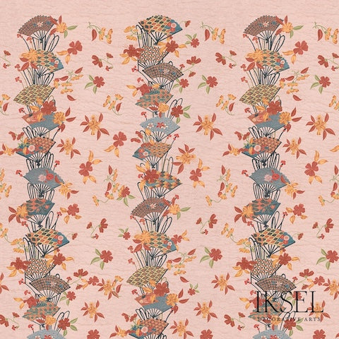 Schumacher Japanese Fans P Rose-Cornaline Wallpaper RW609CR42-255