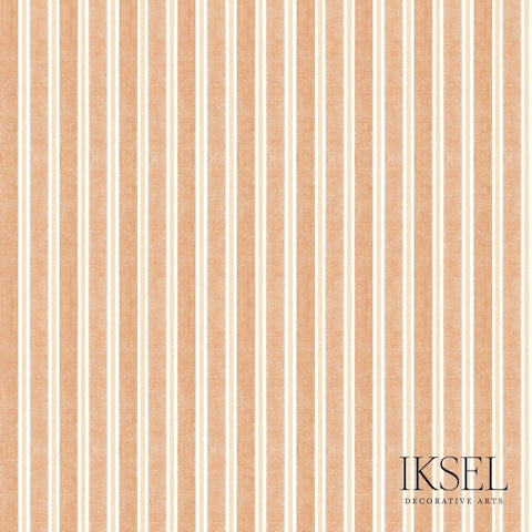 Schumacher Kubilai's Stripe Terracotta Wallpaper RW713CS76-255