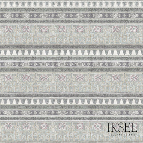 Schumacher Alcazar Bayadere Grey Wallpaper RW906CR59-255