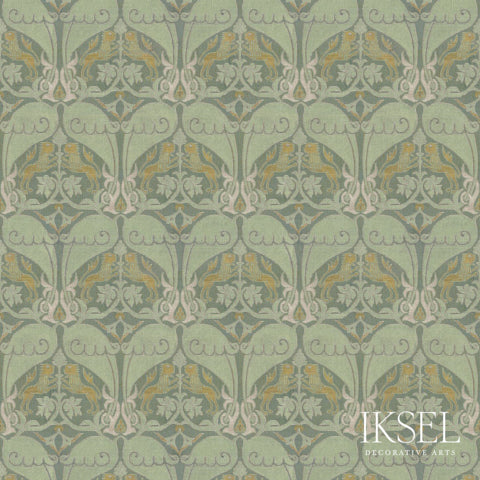 Schumacher Nasrid Lions Sage Wallpaper RW916CR60-255