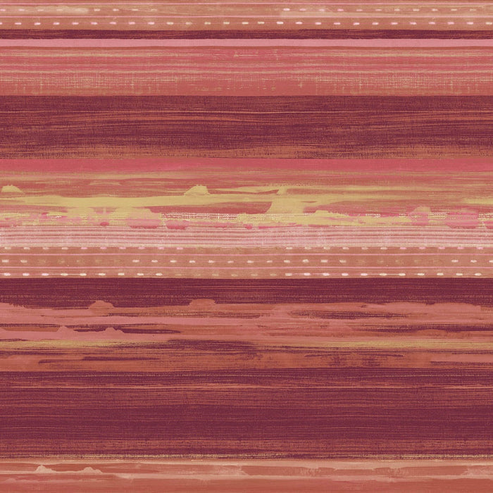 Seabrook Designs Horizon Brushed Stripe Cranberry, Scarlet, And Blonde Wallpaper Sample RY31301