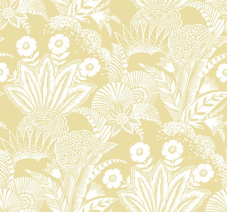 Seabrook Designs Suvi Palm Grove Butter Wallpaper Sample SC20103