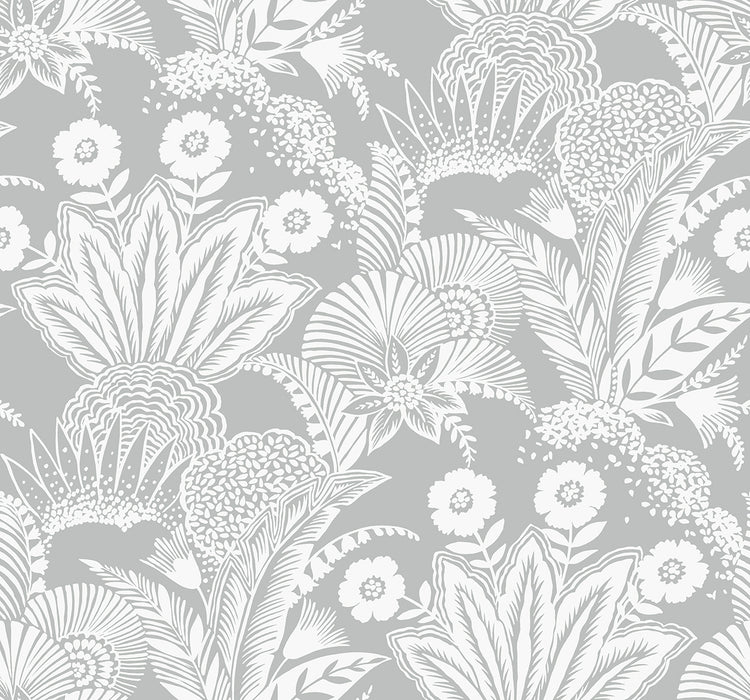 Seabrook Designs Suvi Palm Grove Bluish Gray Wallpaper Sample SC20108