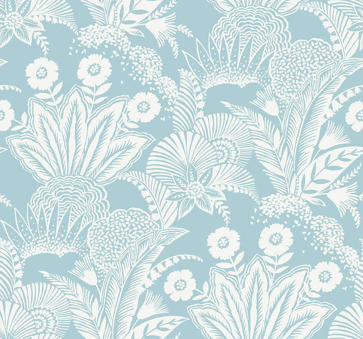 Seabrook Designs Suvi Palm Grove Sky Blue Wallpaper Sample SC20112