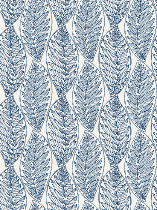 Seabrook Designs Kira Leaf Husk Blue Suede Wallpaper Sample SC20302