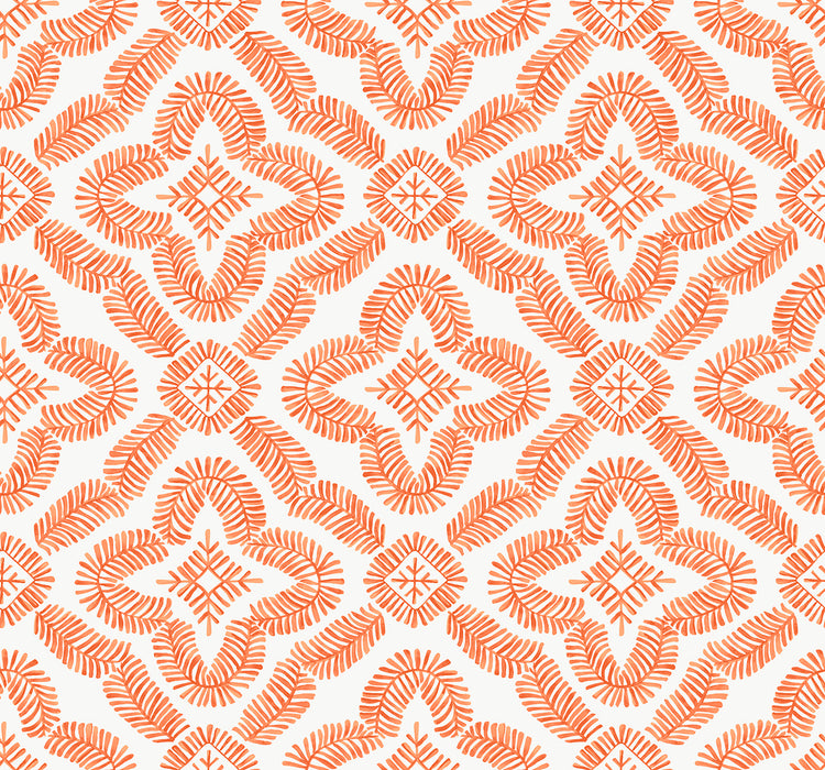 Seabrook Designs Talia Botanical Medallion Salmon Wallpaper SC21301