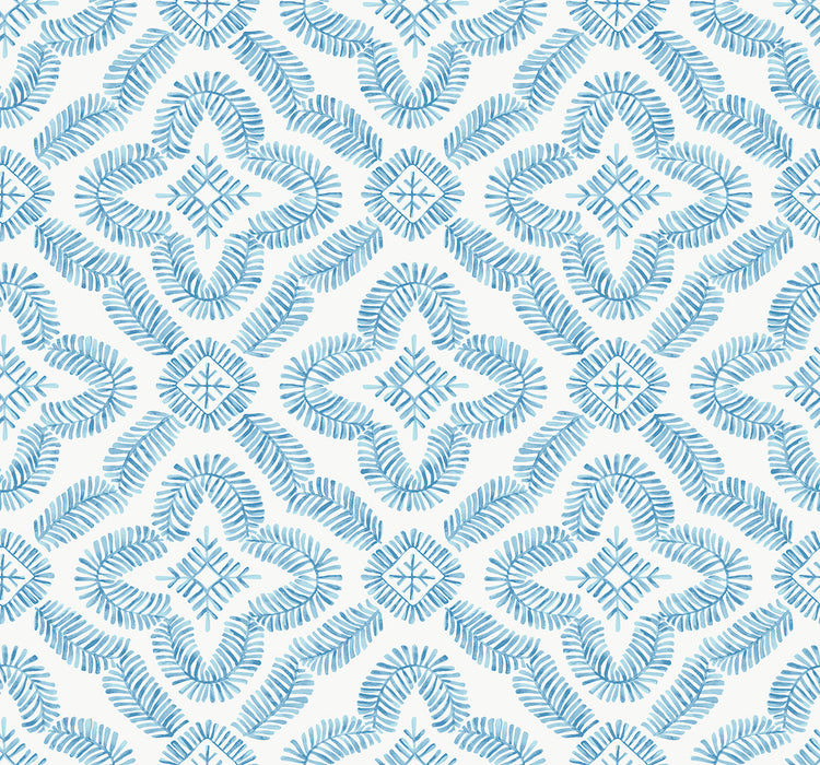 Seabrook Designs Talia Botanical Medallion Breezy Blue Wallpaper SC21302