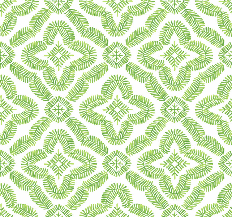 Seabrook Designs Talia Botanical Medallion Kiwi Green Wallpaper Sample SC21304