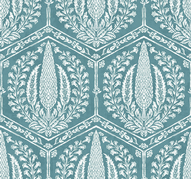 Seabrook Designs Cyrus Harvest Mediterranean Blue Wallpaper Sample SC21402