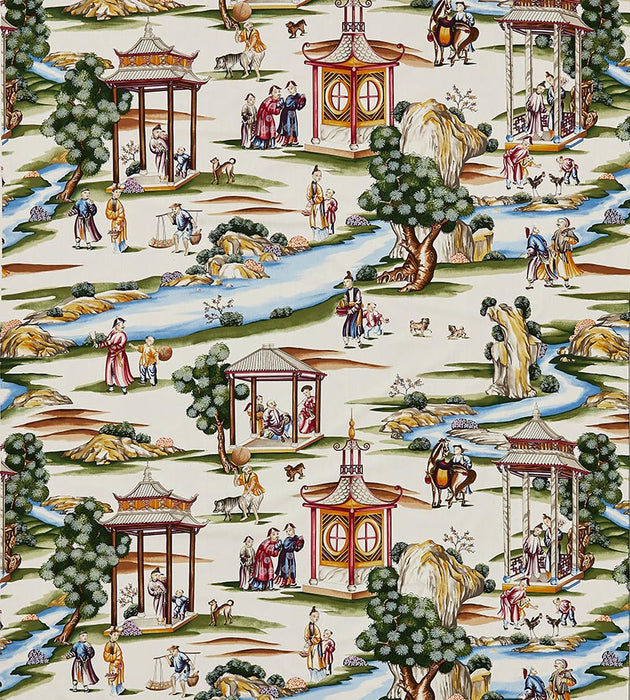 Scalamandre Shanghai Cotton Print Multi On Cream Fabric SC162640001