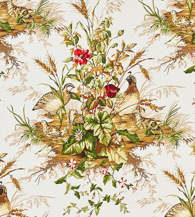 Scalamandre Edwin'S Covey Linen Print Multi On White Fabric Sample SC163100001