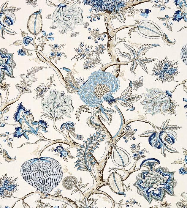 Scalamandre Pondicherry Linen Print Delft Fabric SC165560001