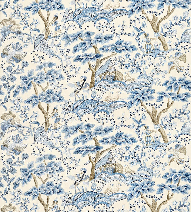 Scalamandre Kelmescott Hand Block Print Porcelain Fabric Sample SC165900001