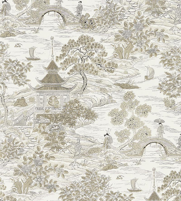 Scalamandre Satomi Hand Block Print Pewter Fabric Sample SC166240001