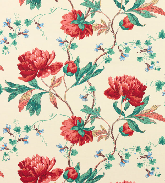 Scalamandre Isadora Print Red Multi Fabric Sample SC166500001