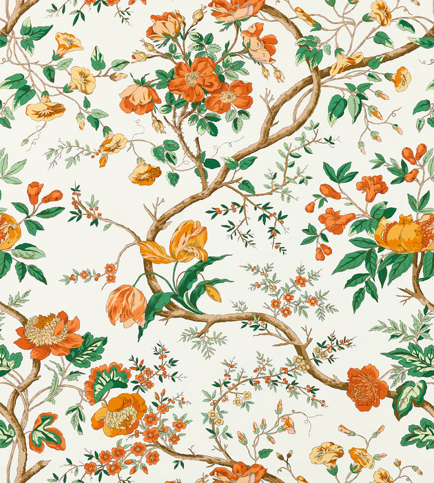 Scalamandre Persephone Print Persimmon Fabric Sample SC166510001