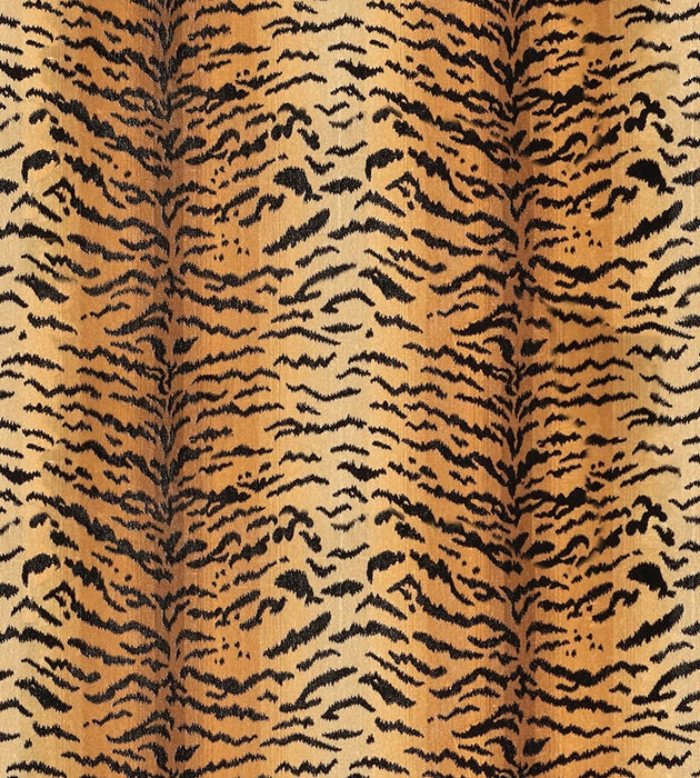 Scalamandre Tigre - Silk Ivory, Gold & Black Fabric SC26167MM0001