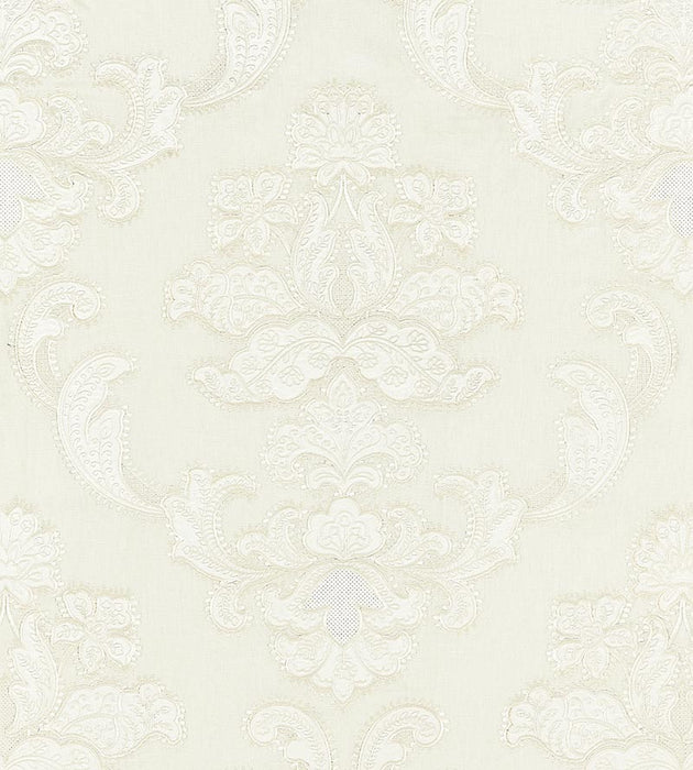 Scalamandre Cornelia Damask Embroidery Ivory Fabric SC271600001