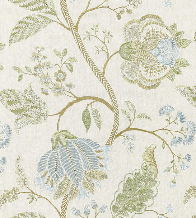 Scalamandre Palampore Embroidery Summer Sage Fabric SC271750001