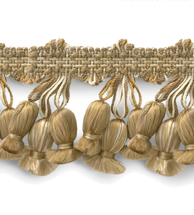 Scalamandre Newport Tassel Fringe White, Fawn, Taupe Trim Sample SCFT11030001