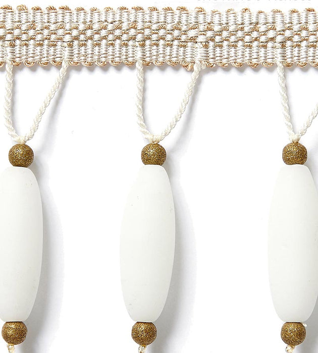 Scalamandre Vionnet Beaded Fringe Alabaster Trim Sample SCFX15010001