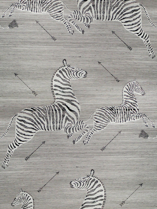 Scalamandre Zebras - Grasscloth Metallic Silver Wallpaper SCG81388AM0001