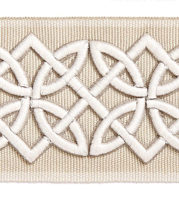 Scalamandre Celtic Embroidered Tape Linen Trim Sample SCT32820001