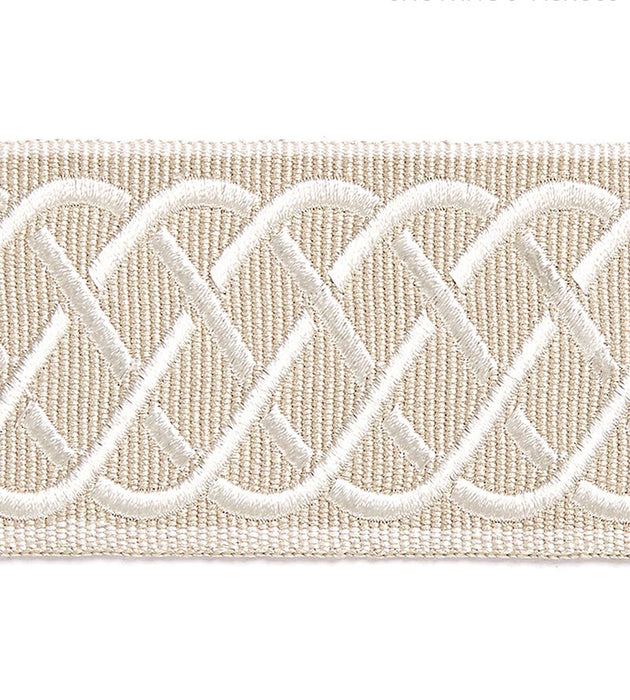Scalamandre Helix Embroidered Tape Linen Trim Sample SCT32840001