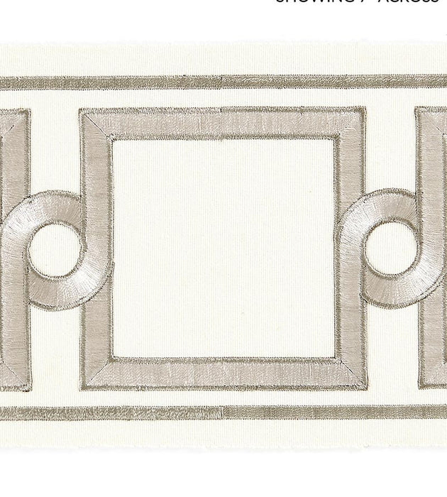 Scalamandre Square Link Embroidered Tape Platinum Trim Sample SCT32870001