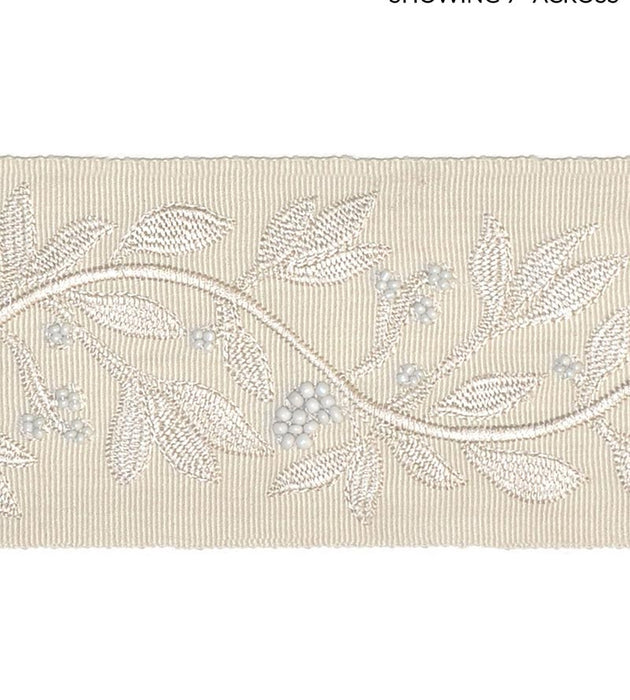 Scalamandre Laurel Embroidered Tape Vellum Trim Sample SCT32920001