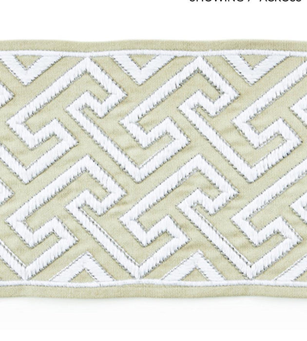 Scalamandre Labyrinth Embroidered Tape Sand Trim Sample SCT33190001