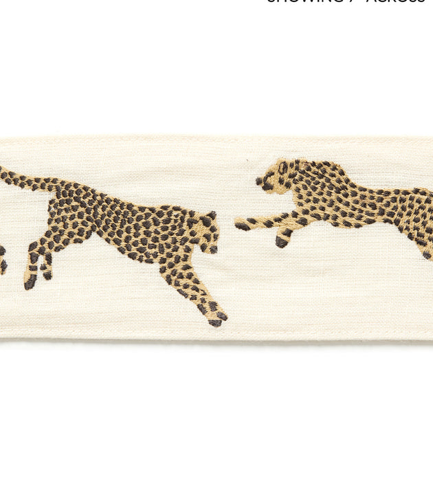 Scalamandre Leaping Cheetah Embrdry Tape Dune Trimming Sample SCT33310001