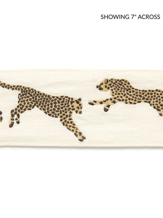 Scalamandre Leaping Cheetah Embrdry Tape Dune Trim Sample SCT33310001