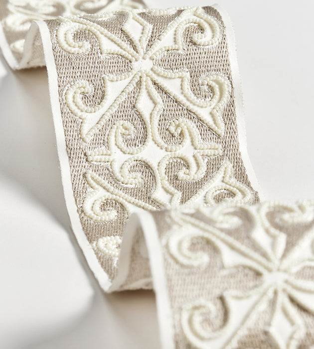 Scalamandre Saxony Embellished Tape Pearl Trimming Sample SCT33370001