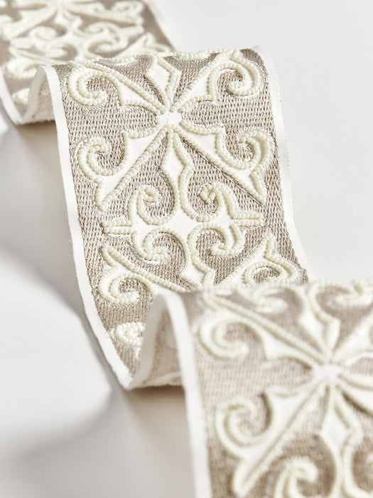 Scalamandre Saxony Embellished Tape Pearl Trim Sample SCT33370001