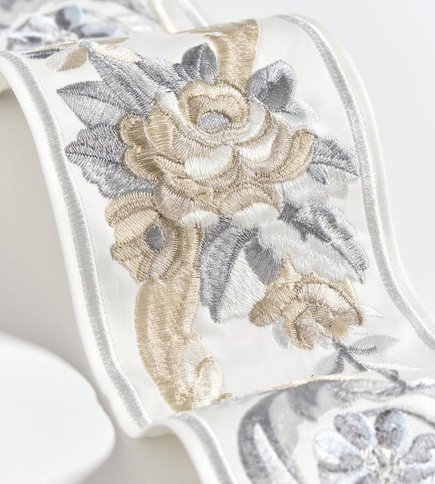 Scalamandre Reine Embroidered Tape Platinum Trim SCT33420001
