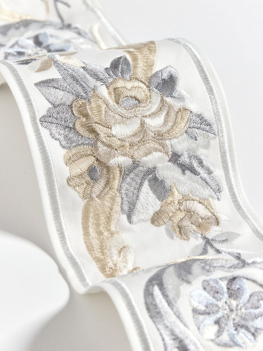 Scalamandre Reine Embroidered Tape Platinum Trim SCT33420001