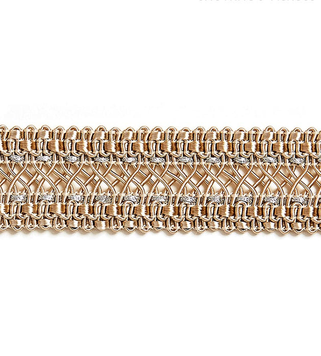 Scalamandre Selena Gimp Braid Flax & Silver Trim Sample SCV12400001