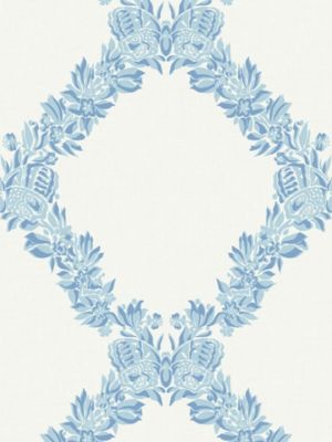 Scalamandre Wreath | Removable Sky Blue Wallpaper Sample SCWP20370PS0001