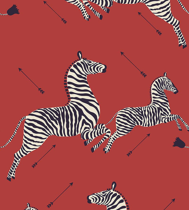 Scalamandre Zebras - Vinyl Masai Red Wallpaper SCWP81388MV0001