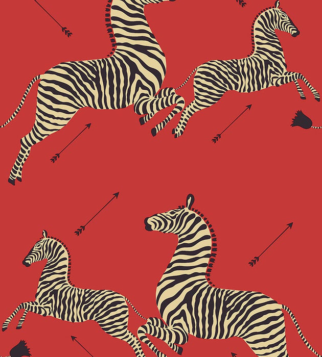Scalamandre Zebras - Removable Masai Red Wallpaper Sample SCWP81388PS0001