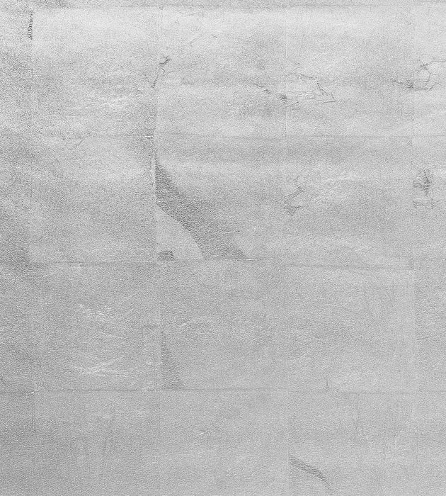 Scalamandre Silver Leaf Silver Metal Wallpaper Sample SCWP883350001