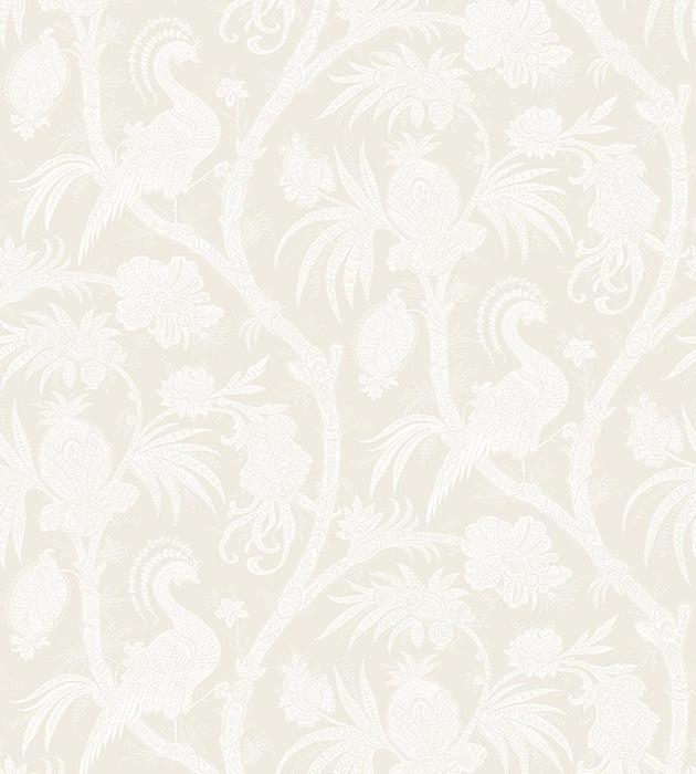 Scalamandre Balinese Peacock Alabaster Wallpaper SCWP883550001