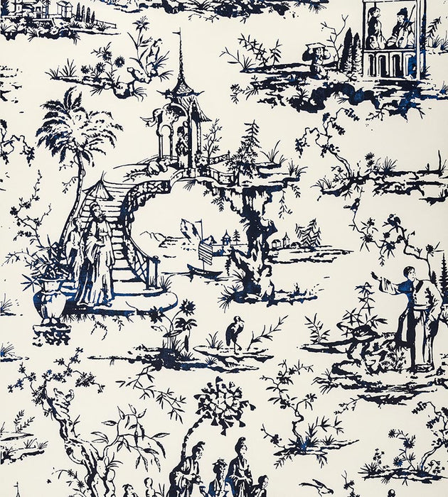 Scalamandre Summer Palace Porcelain Wallpaper Sample SCWP883570001