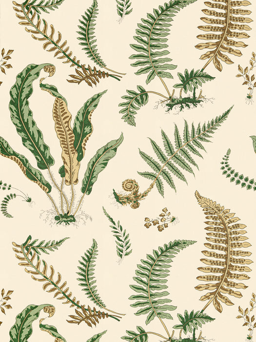 Scalamandre Elsie De Wolfe Greens On Off-white Wallpaper SCWP88592D0001